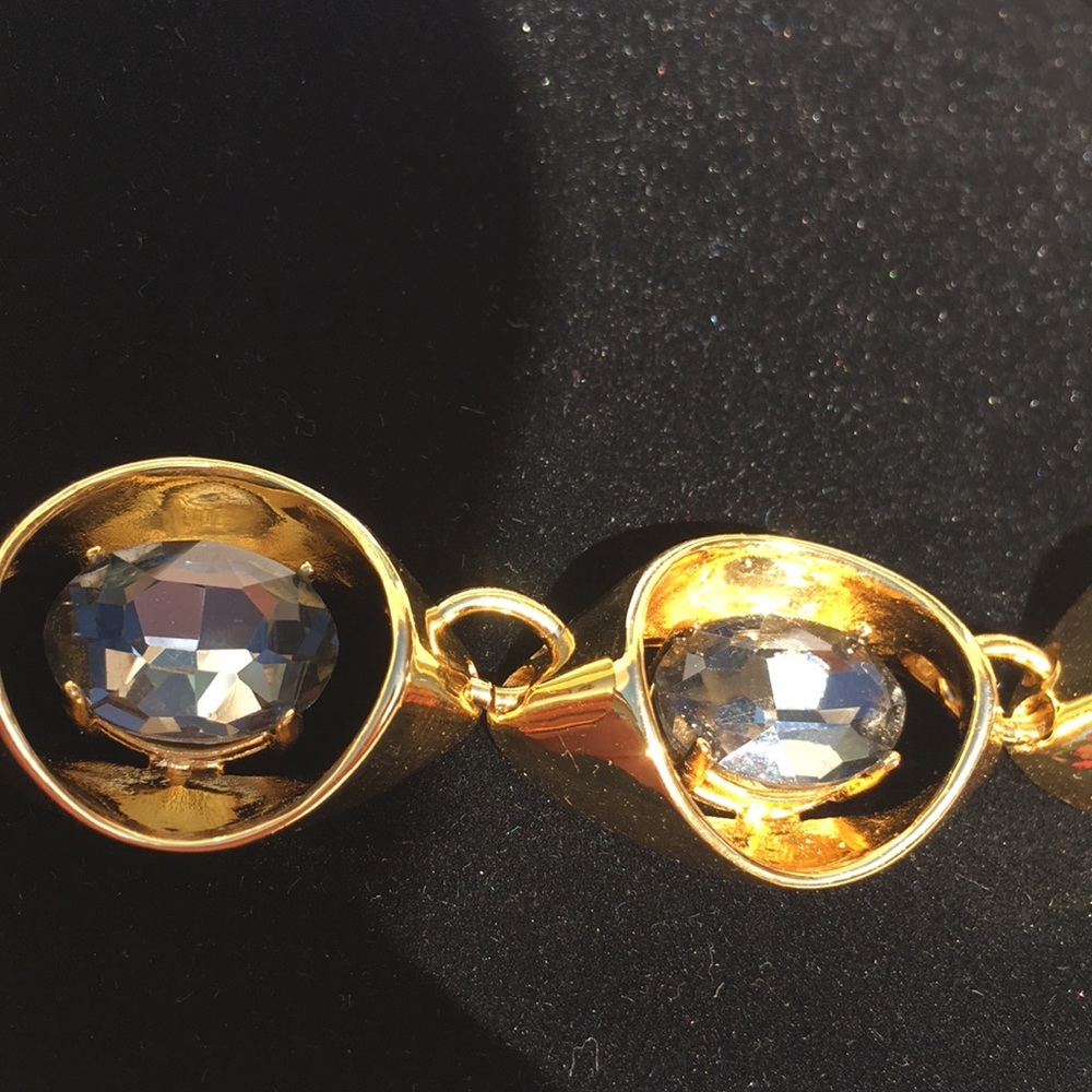 Statement  necklace in gold tone and Smokey stones - Picture 6 of 8